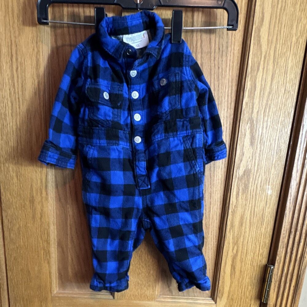 Gymboree Baby Boys Blue Flannel One Piece Outfit
